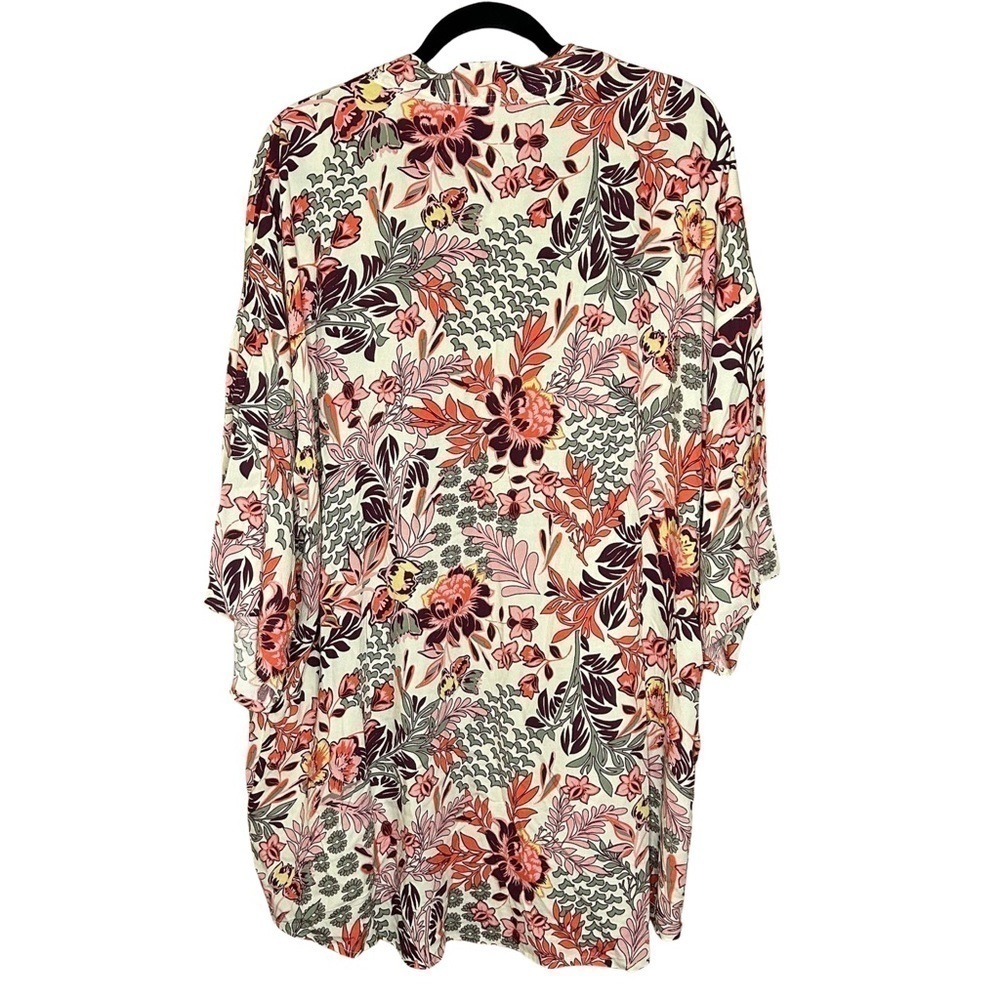 Knox Rose Floral Print Kimono Open Jacket - M/L